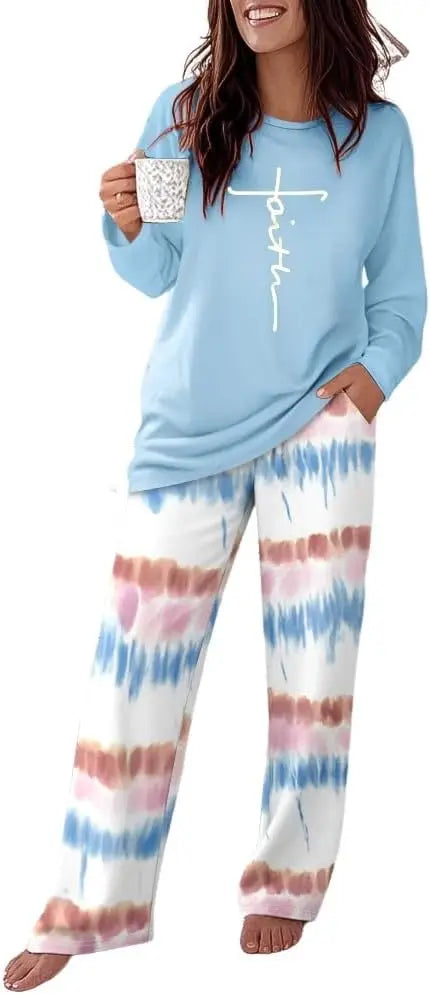 CHICME Womens Pajamas Sets 2 Piece Long Sleeve Lounge Set 2025 Loose Pants Pj Sets Loungewear with Pockets