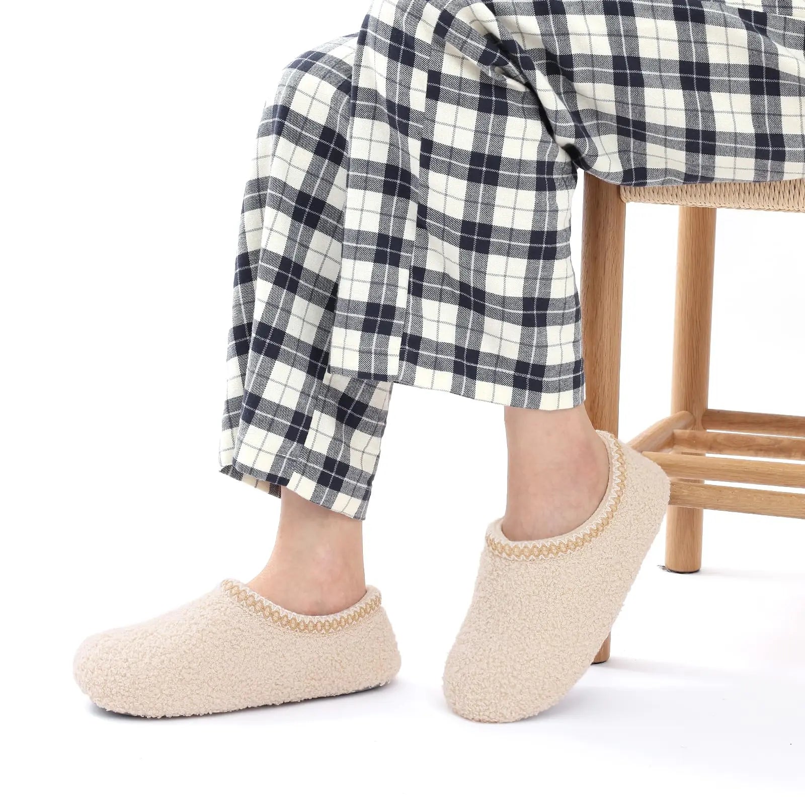 Gacimy Fur House Slippers For Women Soft Memory Foam Flat Slides Winter Warm Teddy Fleece Lady Bedroom Shoes Fluffy Sock Slipper