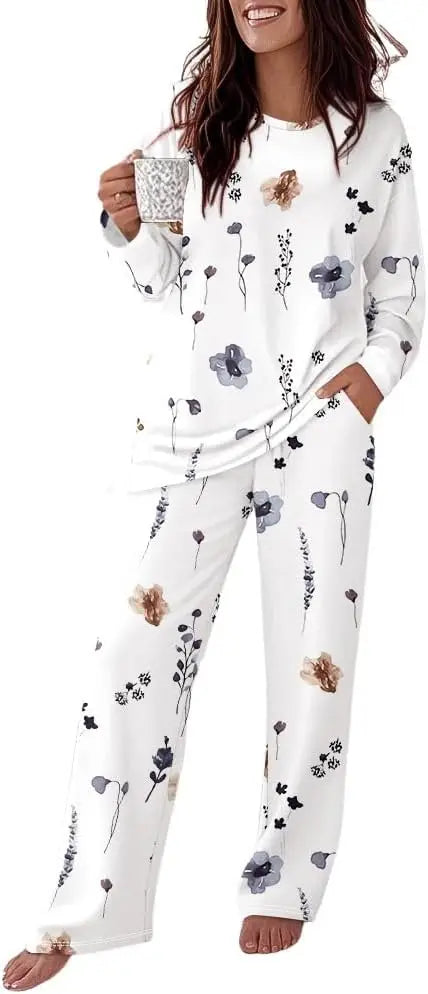 CHICME Womens Pajamas Sets 2 Piece Long Sleeve Lounge Set 2025 Loose Pants Pj Sets Loungewear with Pockets