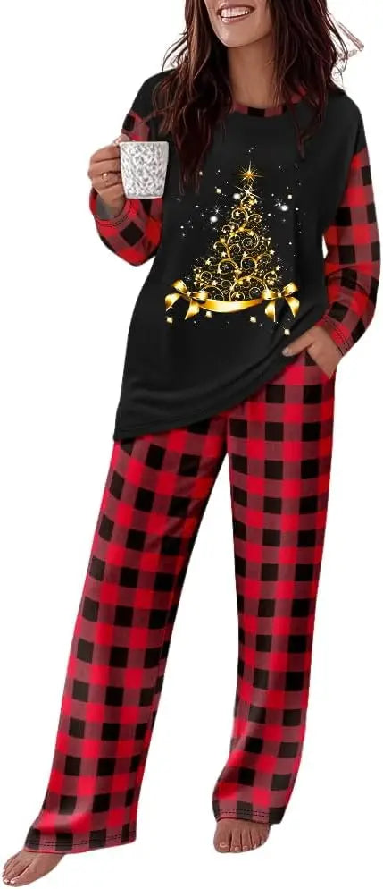 CHICME Womens Pajamas Sets 2 Piece Long Sleeve Lounge Set 2025 Loose Pants Pj Sets Loungewear with Pockets