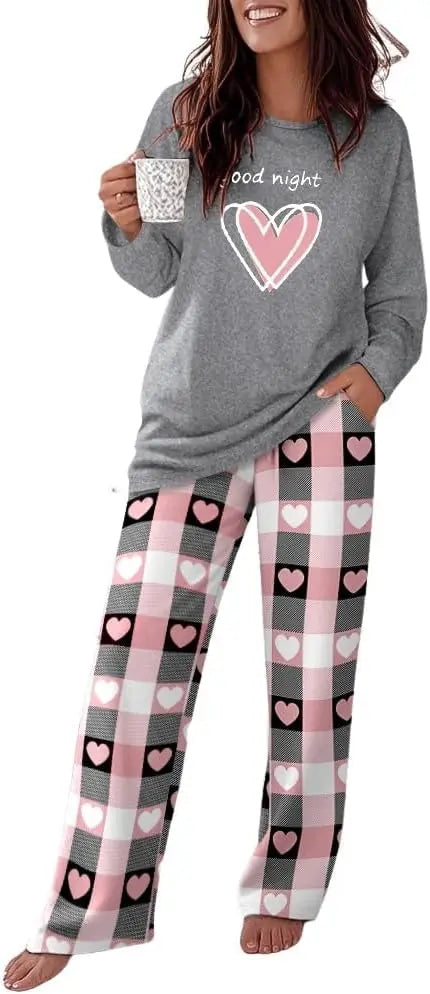 CHICME Womens Pajamas Sets 2 Piece Long Sleeve Lounge Set 2025 Loose Pants Pj Sets Loungewear with Pockets