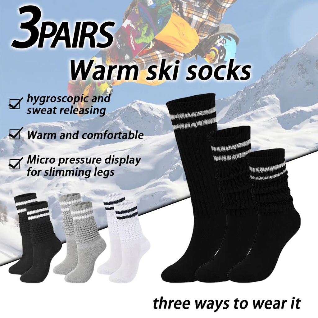 Women’s Ski Socks,Sports Socks Slouch Socks Black, White & Gray — Comfortable, Breathable, Moisture-Wicking, and Sweat-Absorbing