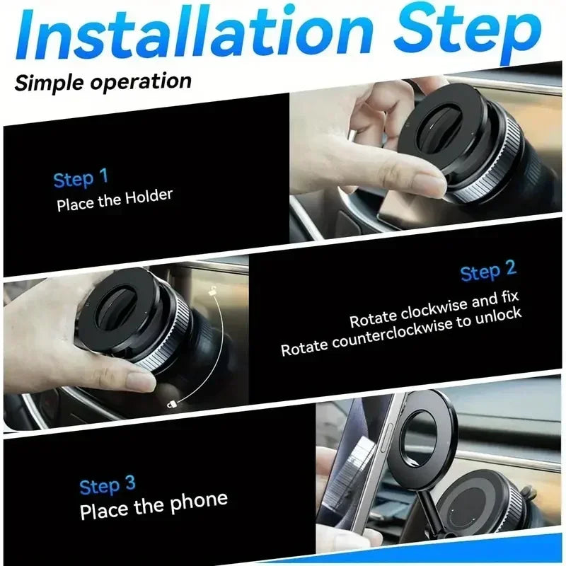 Upgraded 360°Vacuum Magnetic Phone Holder, Magnetic Car Phone Mount, Hands-Free Suction Cup Phone Holder for Car/Gym/Mirror