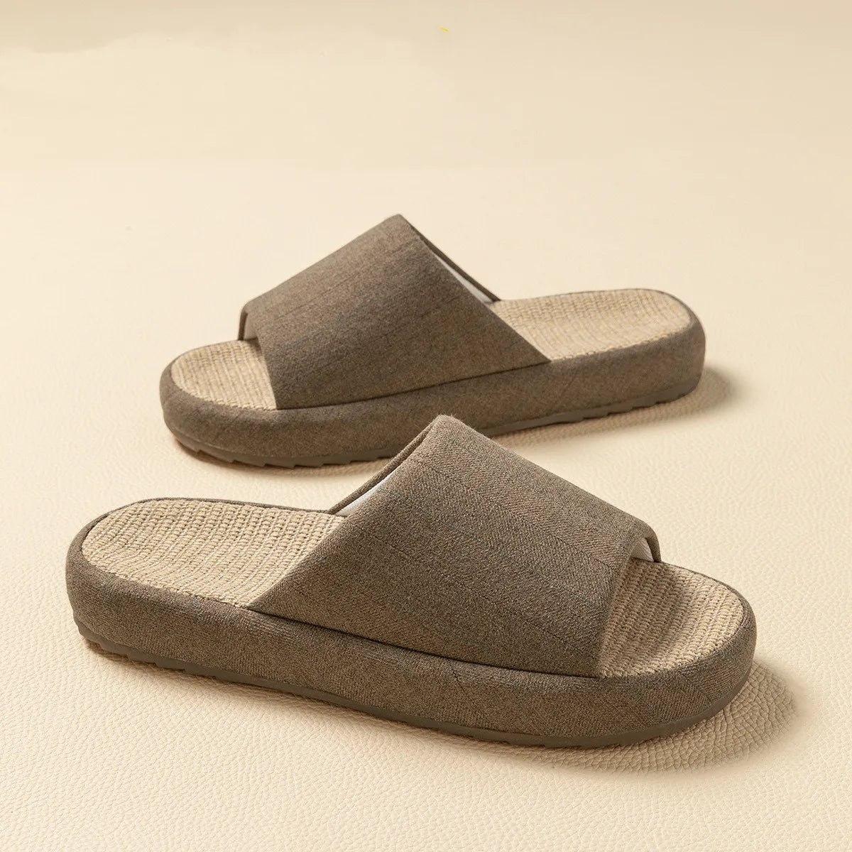 Summer Women Home Slippers Linen Summer Flats Shoes Breathable Sandals Comfortable Non-Slip Soft Slides Indoor Men Slippers