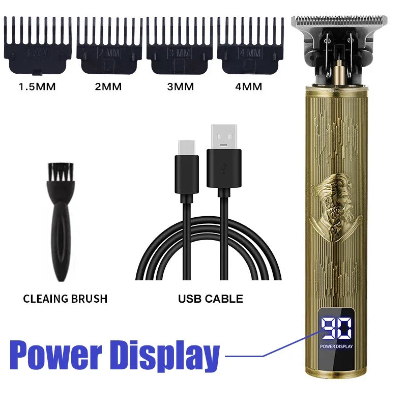 T9 Portable Vintage Hair Trimmer USB Fast Charging Cordless Barber Clipper for Men's Beard Grooming Hair Cutting Machine