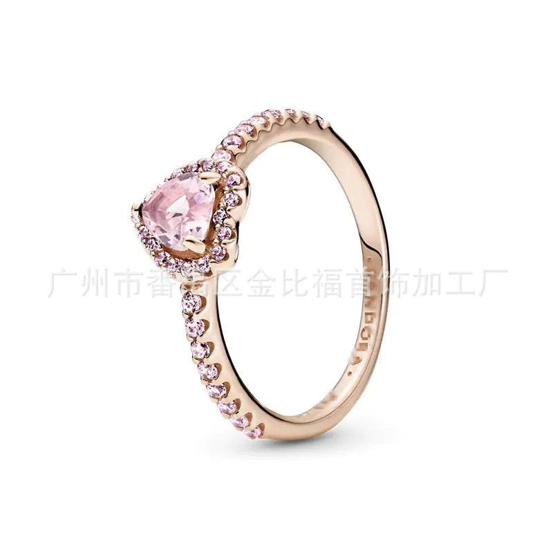 Pandora S925 Pink Diamond Heart Rose Gold Ring