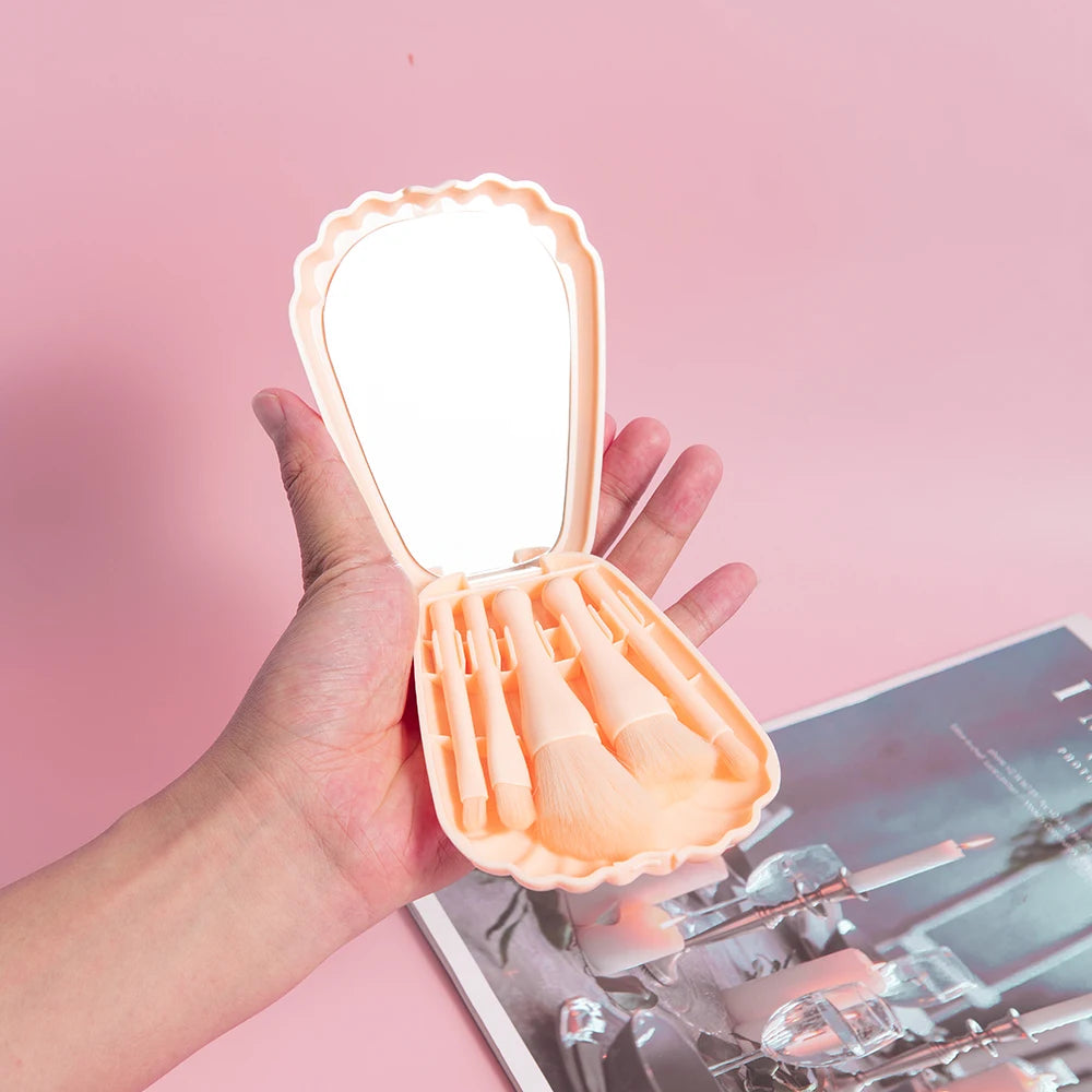 5PCS Makeup Brush Makeup Set Foundation Make-Up Brush Eye Shadow Brush Makeup Brush Set Travel Portable With Mirror Beauty Tool