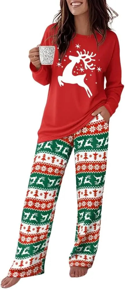 CHICME Womens Pajamas Sets 2 Piece Long Sleeve Lounge Set 2025 Loose Pants Pj Sets Loungewear with Pockets