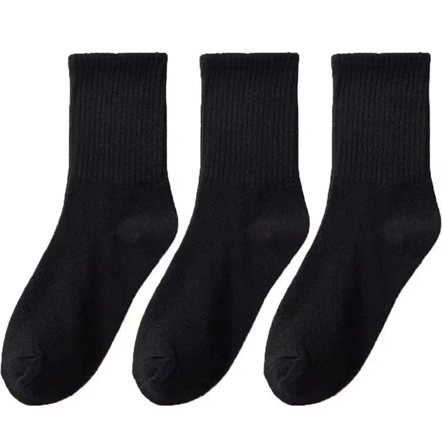 3/6 Pairs Women Sports Solid Socks Soft Comfortable Ventilate Versatile Mid Calf Socks Casual Stripe Splice Female Street Socks