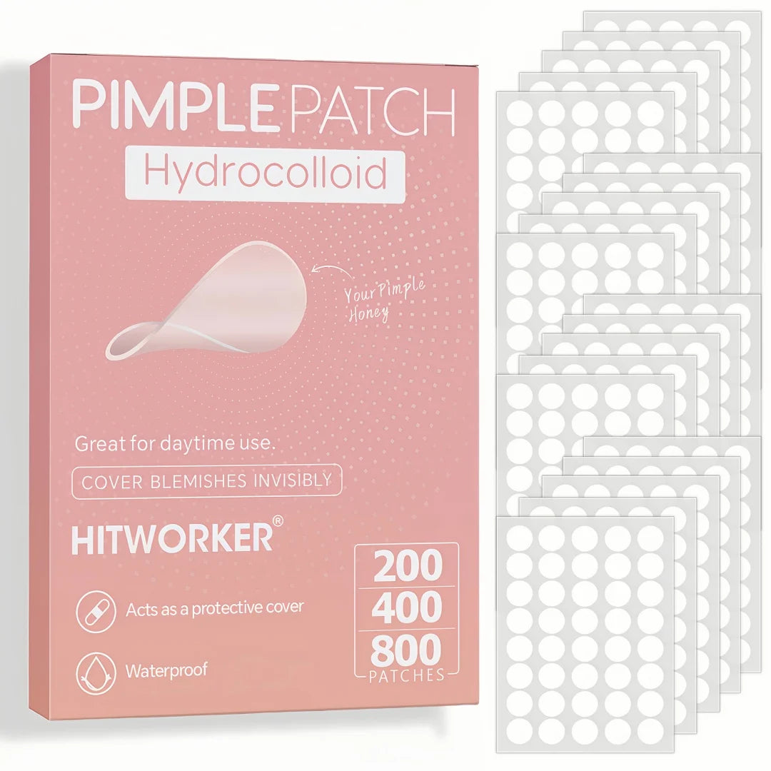 200/400/800-count packs of invisible acne patches. Covers pimples and blemishes. Gentle and non-irritating.