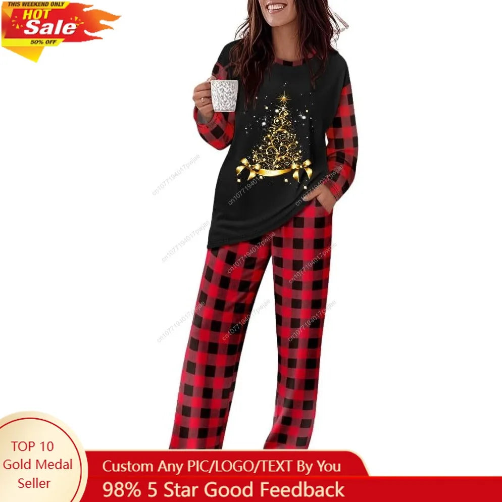 CHICME Womens Pajamas Sets 2 Piece Long Sleeve Lounge Set 2025 Loose Pants Pj Sets Loungewear with Pockets