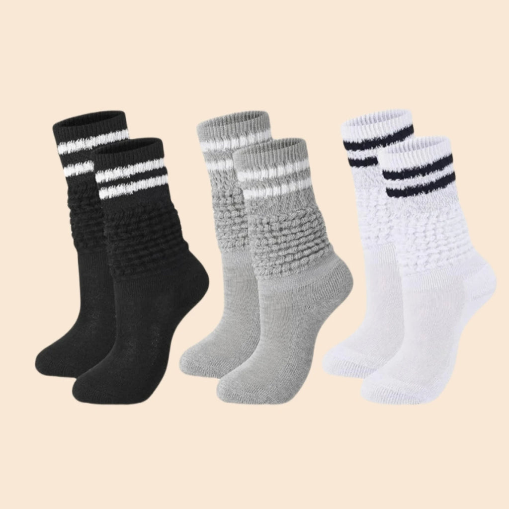 Women’s Ski Socks,Sports Socks Slouch Socks Black, White & Gray — Comfortable, Breathable, Moisture-Wicking, and Sweat-Absorbing