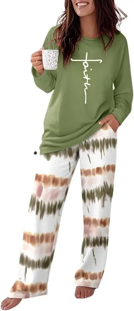 CHICME Womens Pajamas Sets 2 Piece Long Sleeve Lounge Set 2025 Loose Pants Pj Sets Loungewear with Pockets