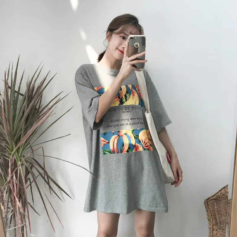 Basic Layering Shirt with Banana Print T-Shirt