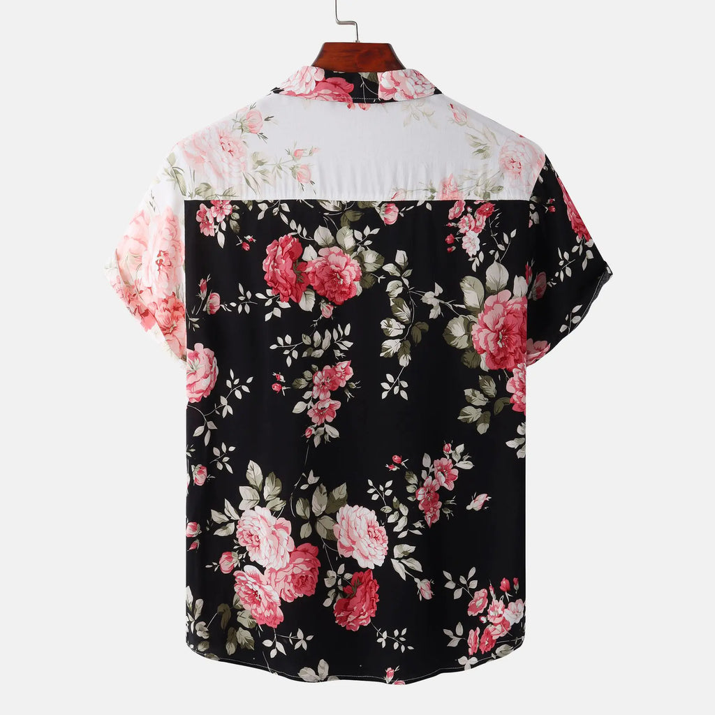 Men's Floral Short-Sleeved Hawaiian Beach Shirt