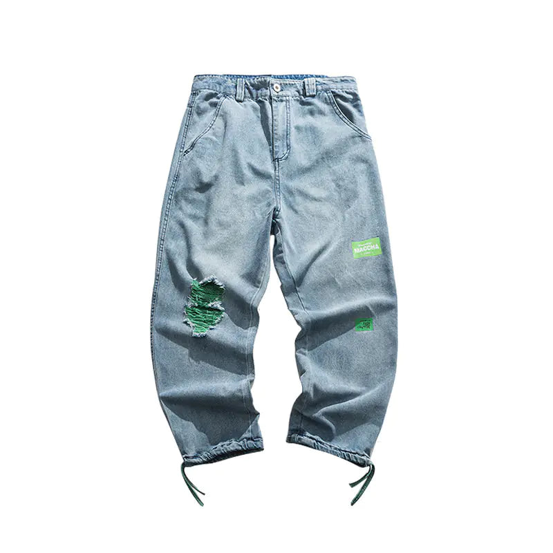 Men's Trendy Loose Straight Leg Ripped Jeans