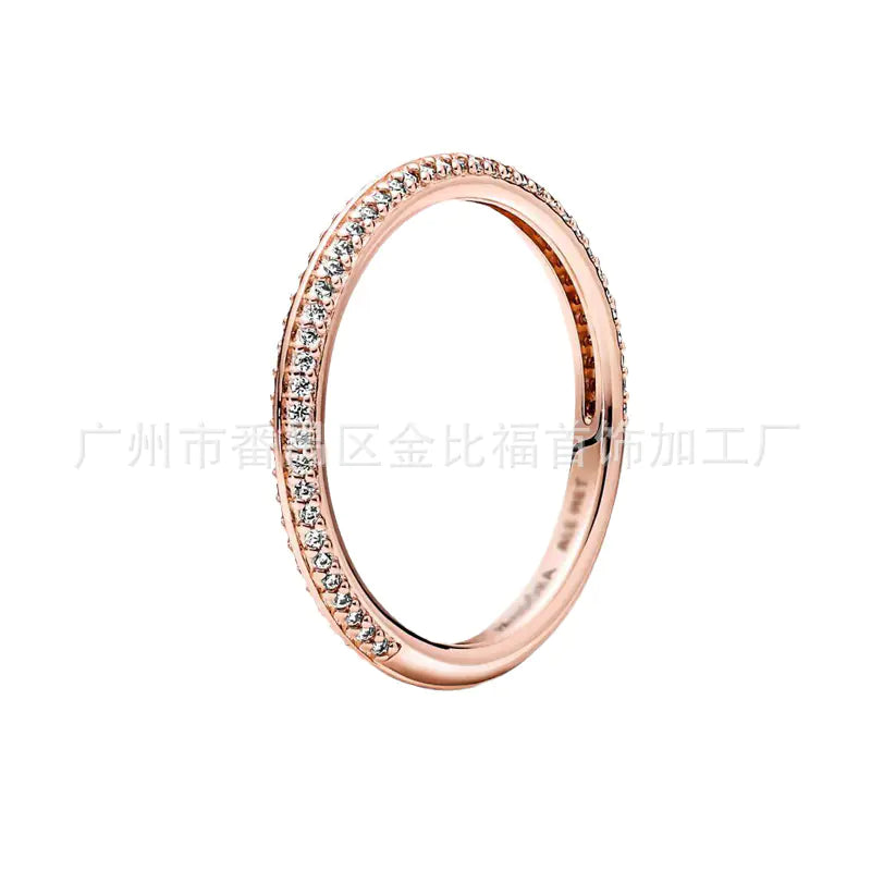 Pandora S925 Pink Diamond Heart Rose Gold Ring