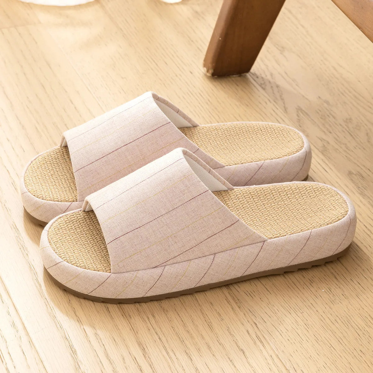 Summer Women Home Slippers Linen Summer Flats Shoes Breathable Sandals Comfortable Non-Slip Soft Slides Indoor Men Slippers