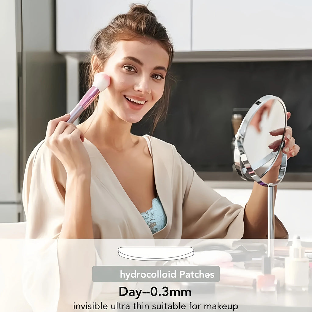 200/400/800-count packs of invisible acne patches. Covers pimples and blemishes. Gentle and non-irritating.