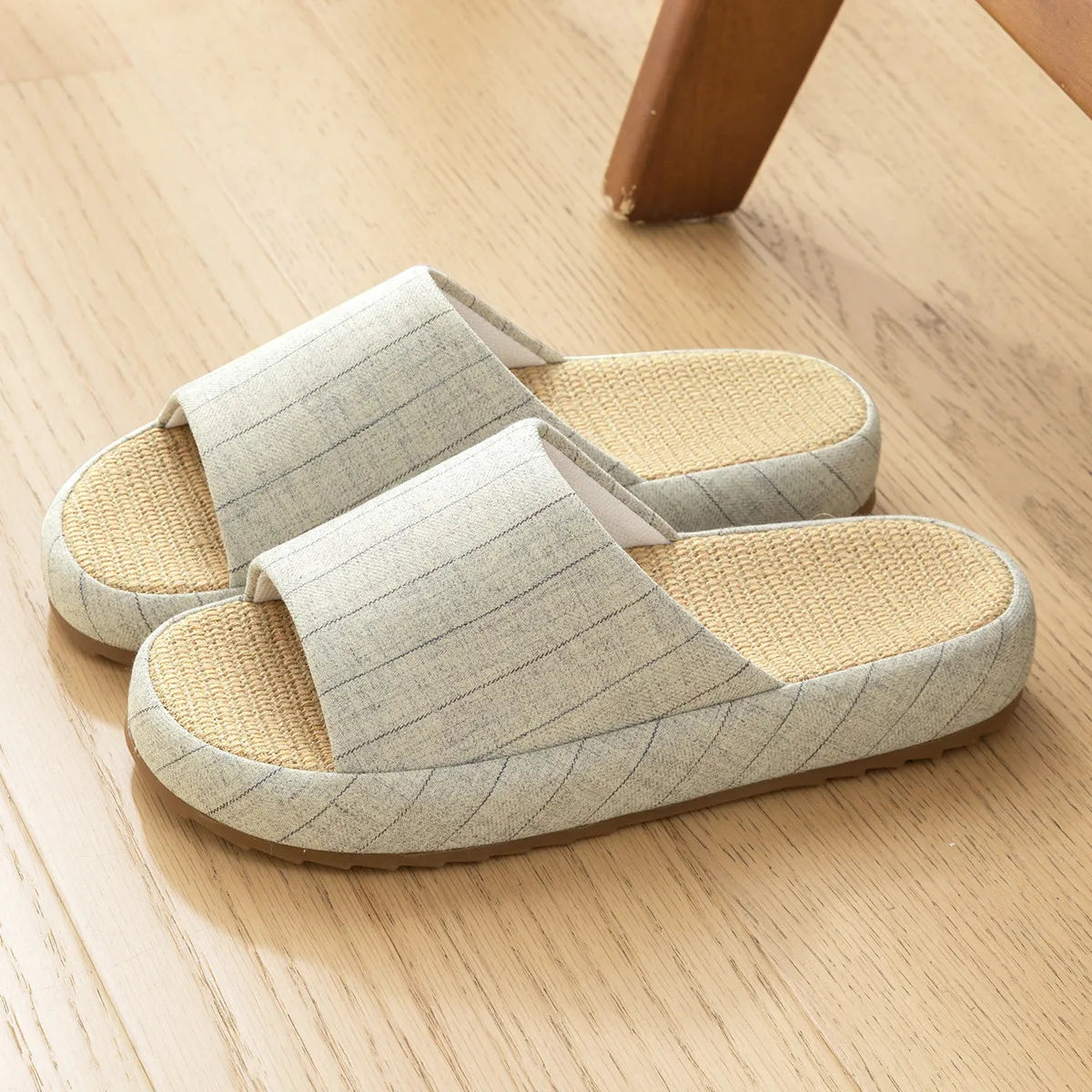 Summer Women Home Slippers Linen Summer Flats Shoes Breathable Sandals Comfortable Non-Slip Soft Slides Indoor Men Slippers