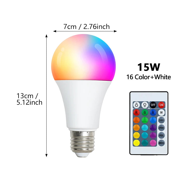 24 Key Remote Control Smart Lamp Atmosphere Light 16 Colors RGB Bulb LED Multicolor Bulb E27 220V Household Lighting Dimmable
