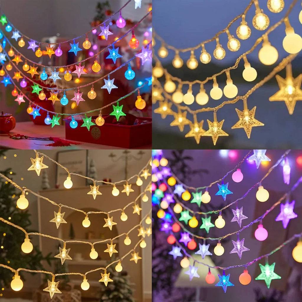 Solar Christmas Crystal Globe String Lights Waterproof LED Fairy Lamps with 8 Modes for Outdoor Garden Pathway Patio Decoration