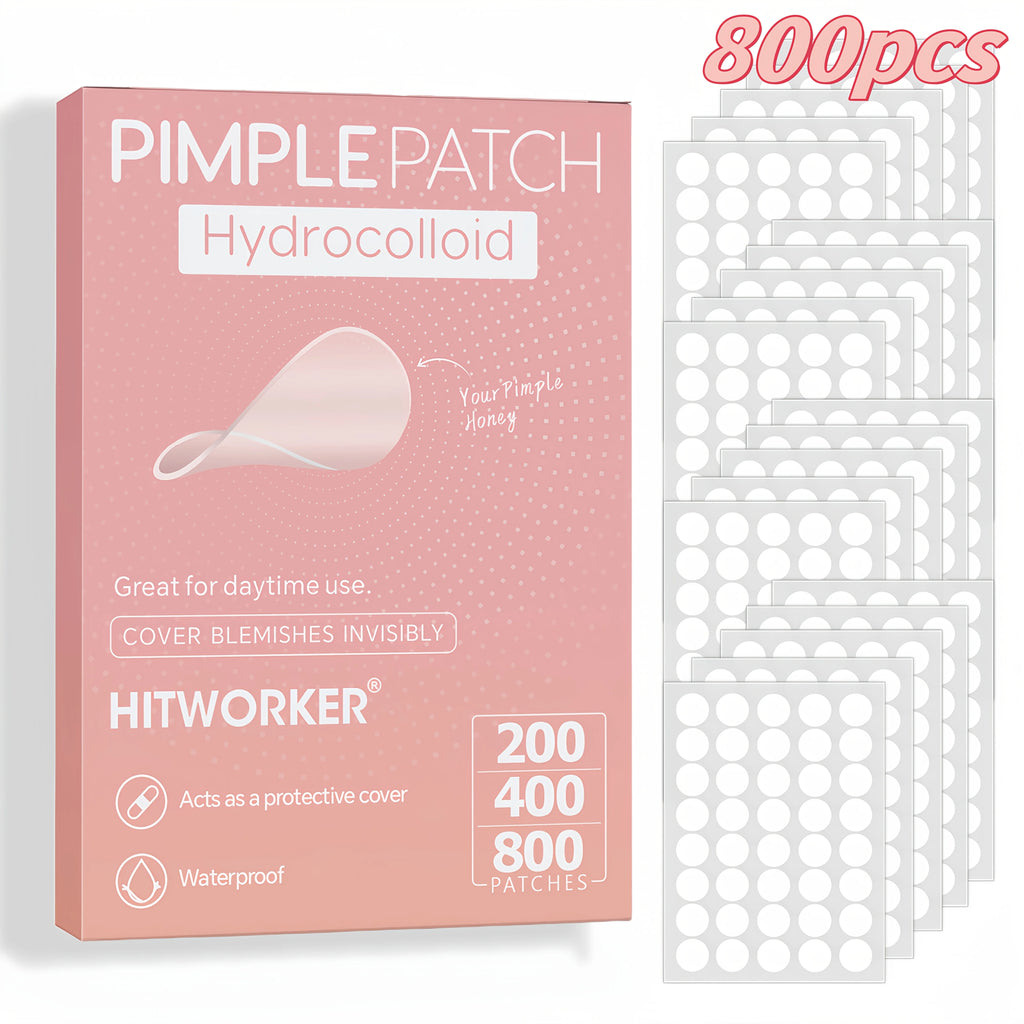 200/400/800-count packs of invisible acne patches. Covers pimples and blemishes. Gentle and non-irritating.