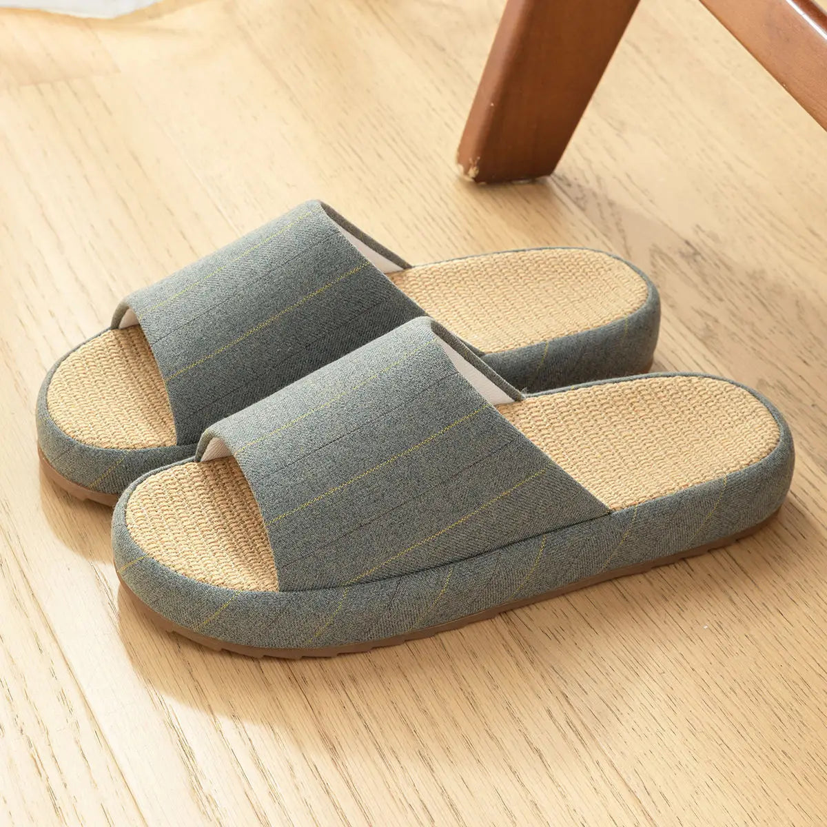 Summer Women Home Slippers Linen Summer Flats Shoes Breathable Sandals Comfortable Non-Slip Soft Slides Indoor Men Slippers