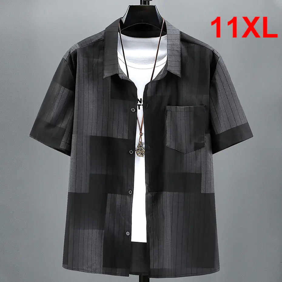 Trendy Plus Size Men's Short-Sleeved Shirt for Summer