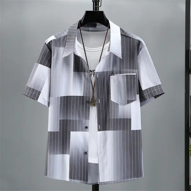 Trendy Plus Size Men's Short-Sleeved Shirt for Summer