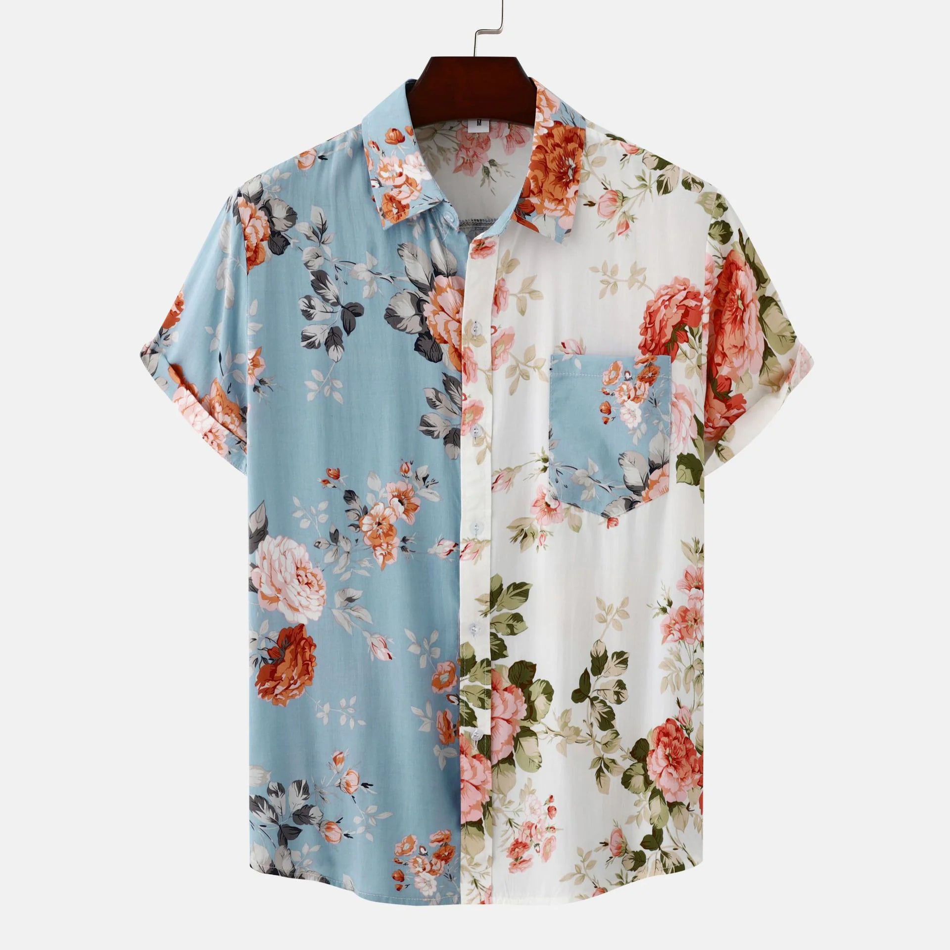 Men's Floral Short-Sleeved Hawaiian Beach Shirt